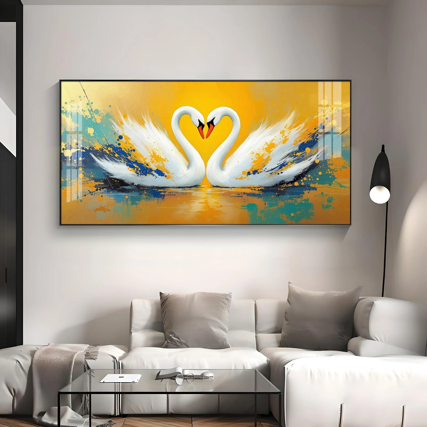 Beloved Swan Hugging Premium Acrylic Horizontal Wall Art