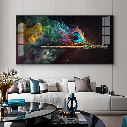 Divine Krishna Coverts Illumination Luxury Crystal Horizontal Wall Art