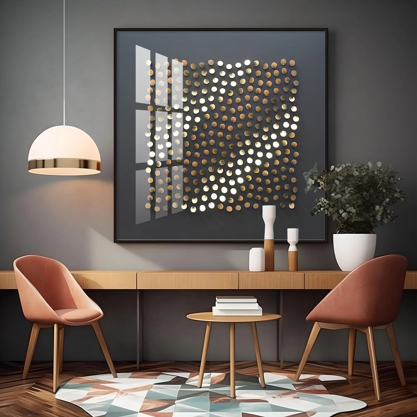Golden Pebbles Premium Acrylic Square Wall Art