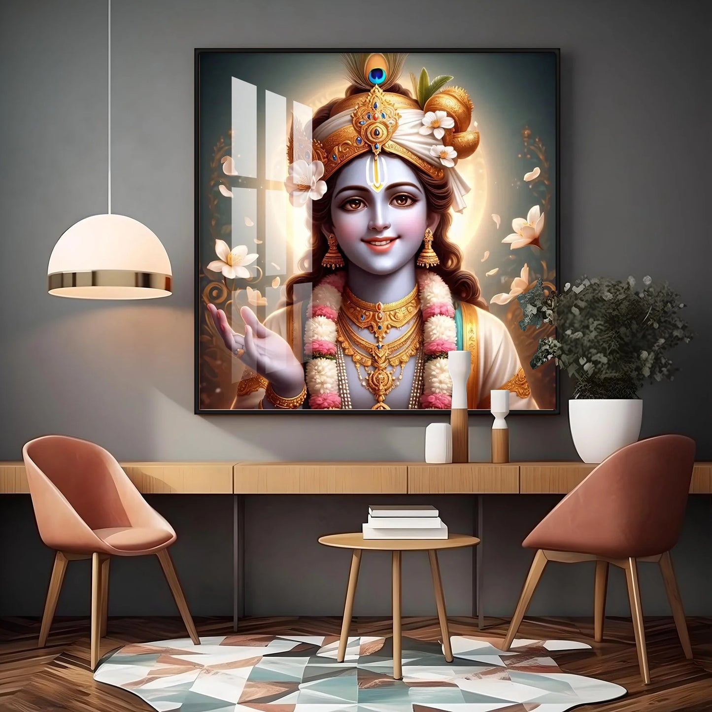 Hare Krishna Luxury Crystal Square Wall Art