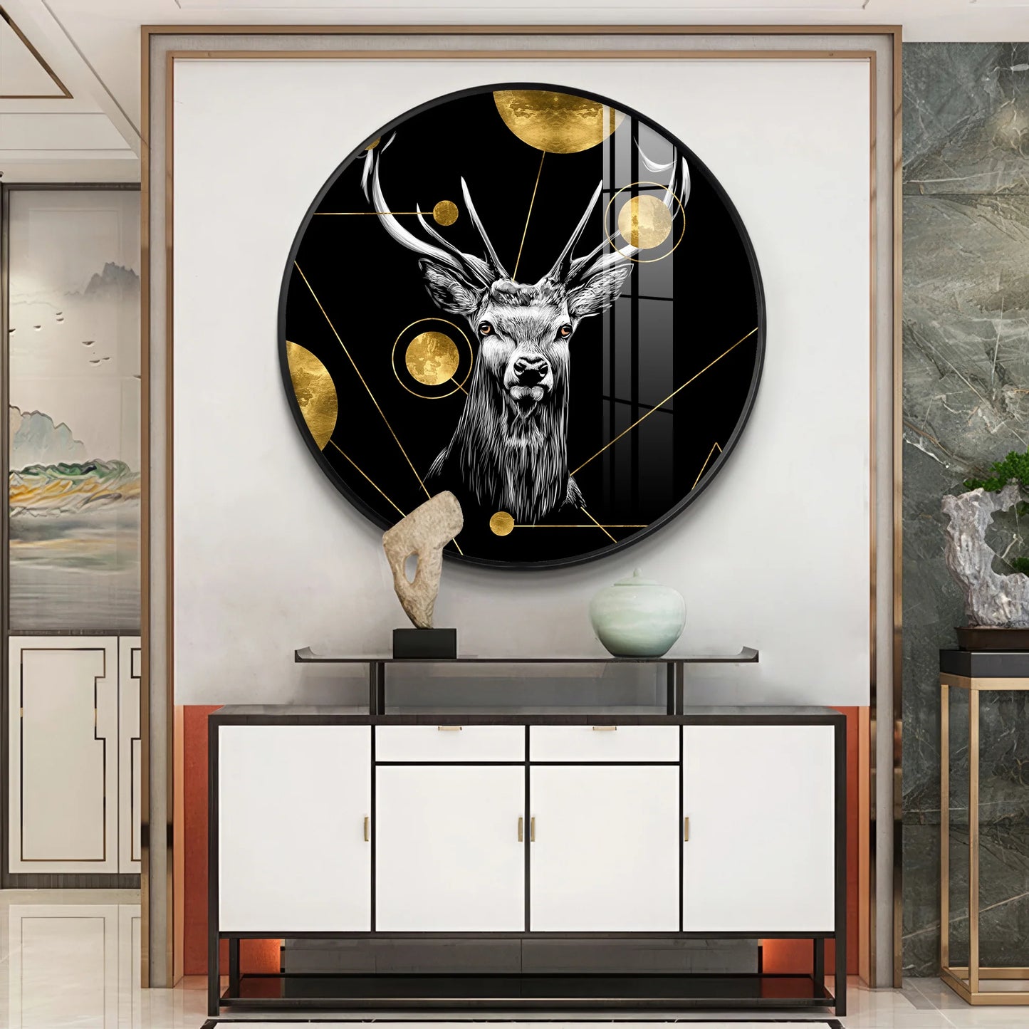 Regal Stag Premium Acrylic Round Wall Art