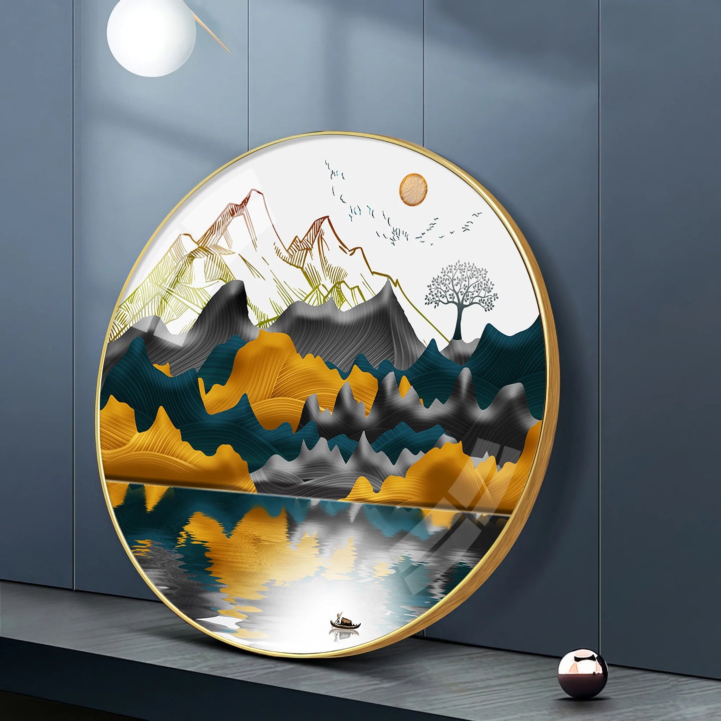 Mountain Escape Premium Acrylic Round Wall Art
