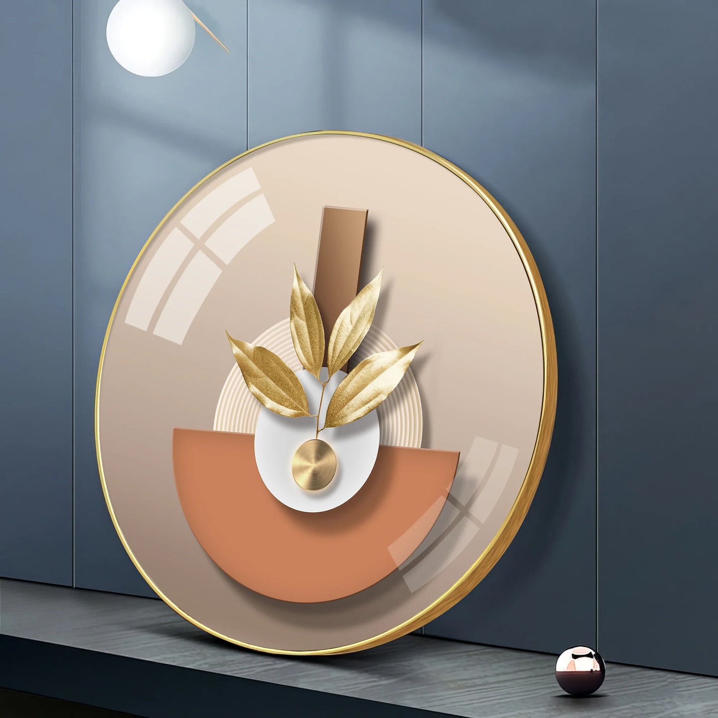 Leafy Luxe Vase Premium Acrylic Round Wall Art