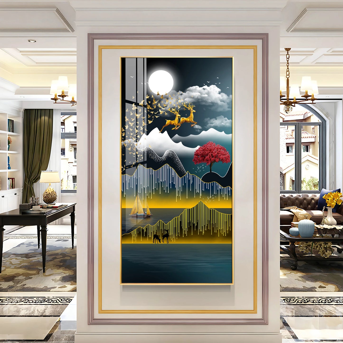 Full Moon Night Premium Acrylic Vertical Wall Art