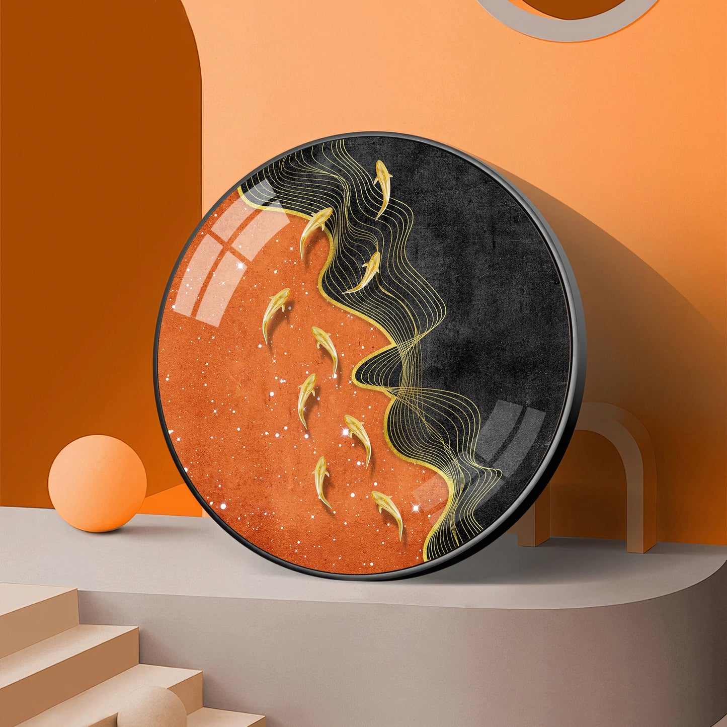 Goldfish Delight Premium Acrylic Round Wall Art
