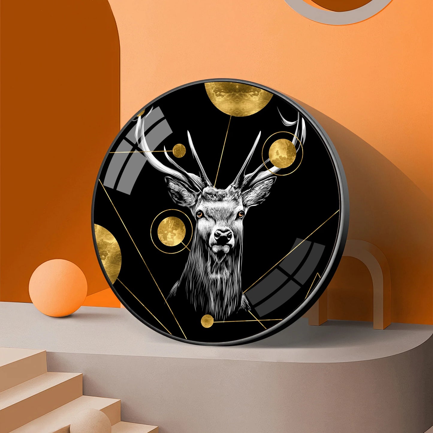 Regal Stag Premium Acrylic Round Wall Art