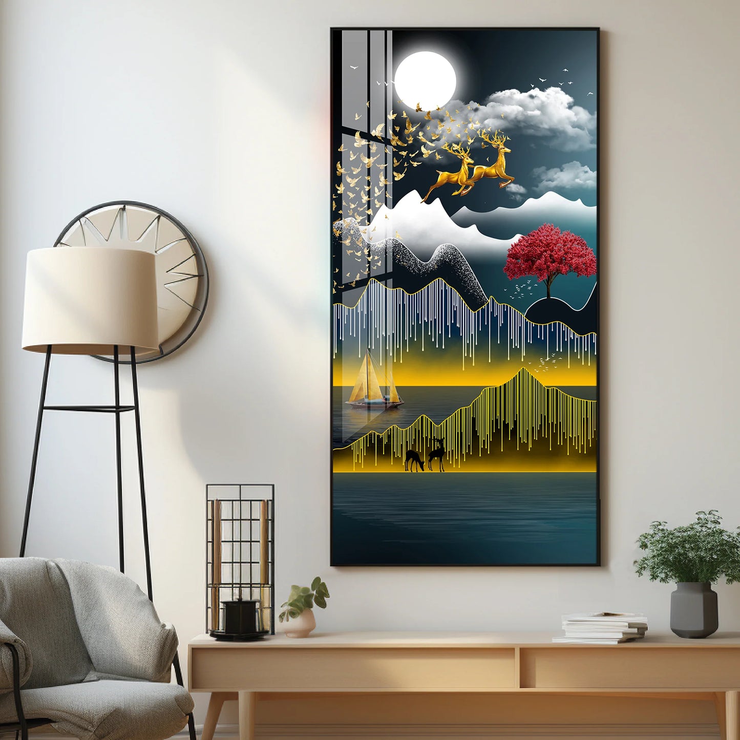 Full Moon Night Premium Acrylic Vertical Wall Art