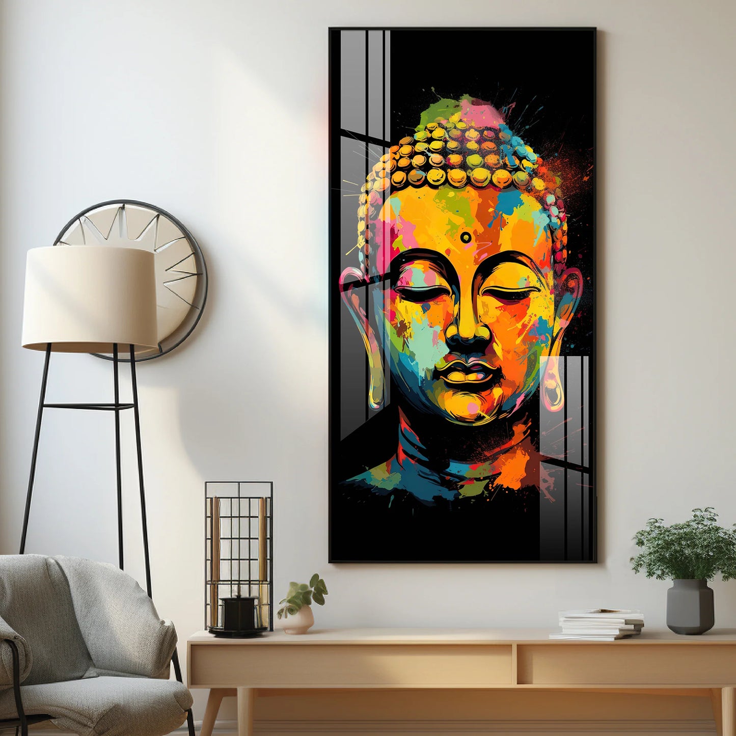 Colorful Buddha Premium Acrylic Vertical Wall Art