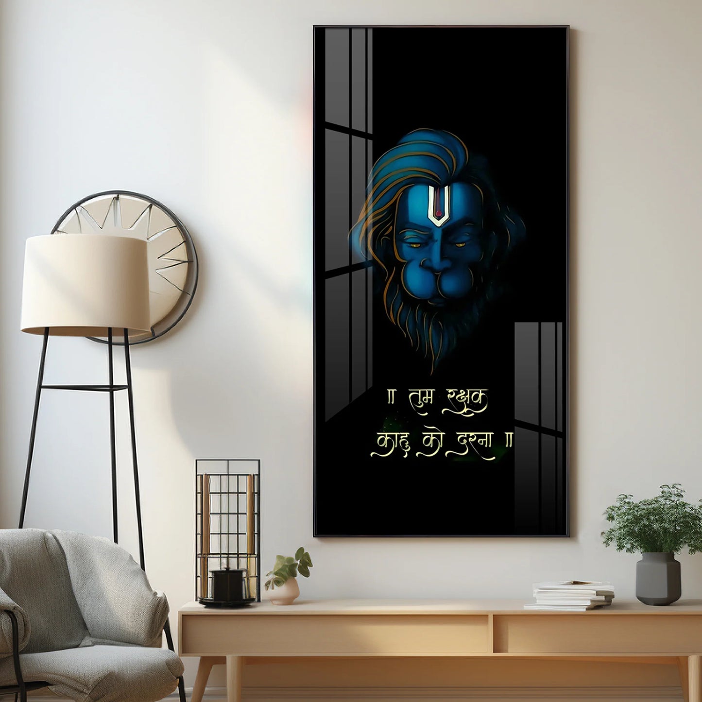 Jai Veer Hanuman Premium Acrylic Vertical Wall Art
