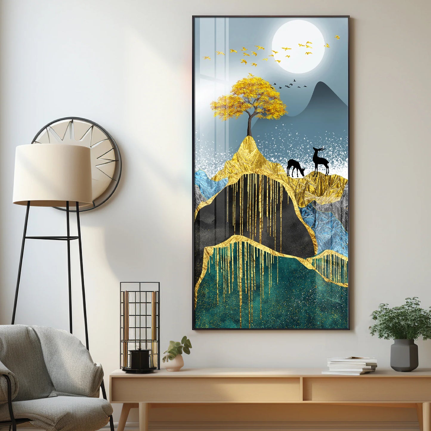 Moon & Mountains Premium Acrylic vertical Wall Art