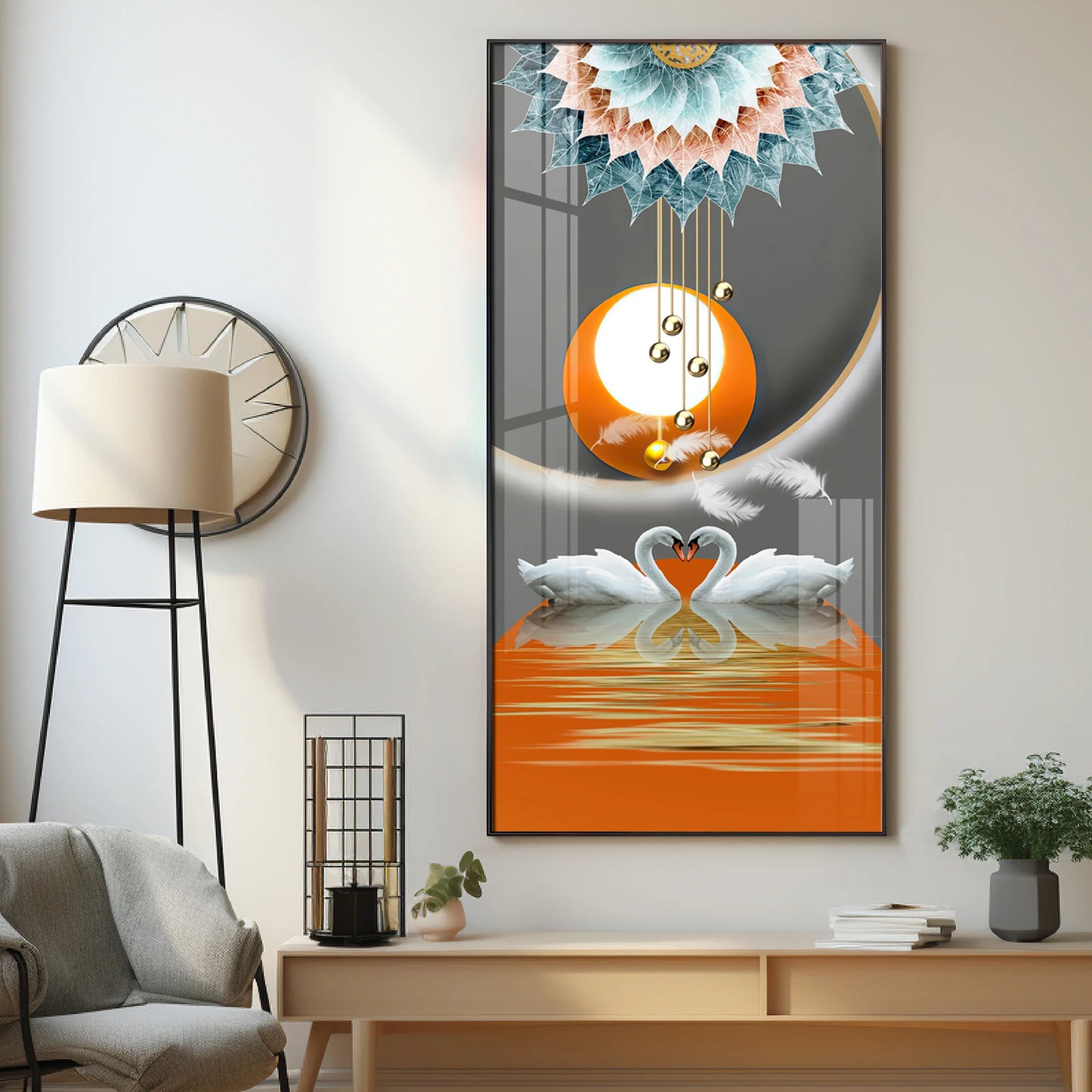 Loving Swans Premium Acrylic Vertical Wall Art