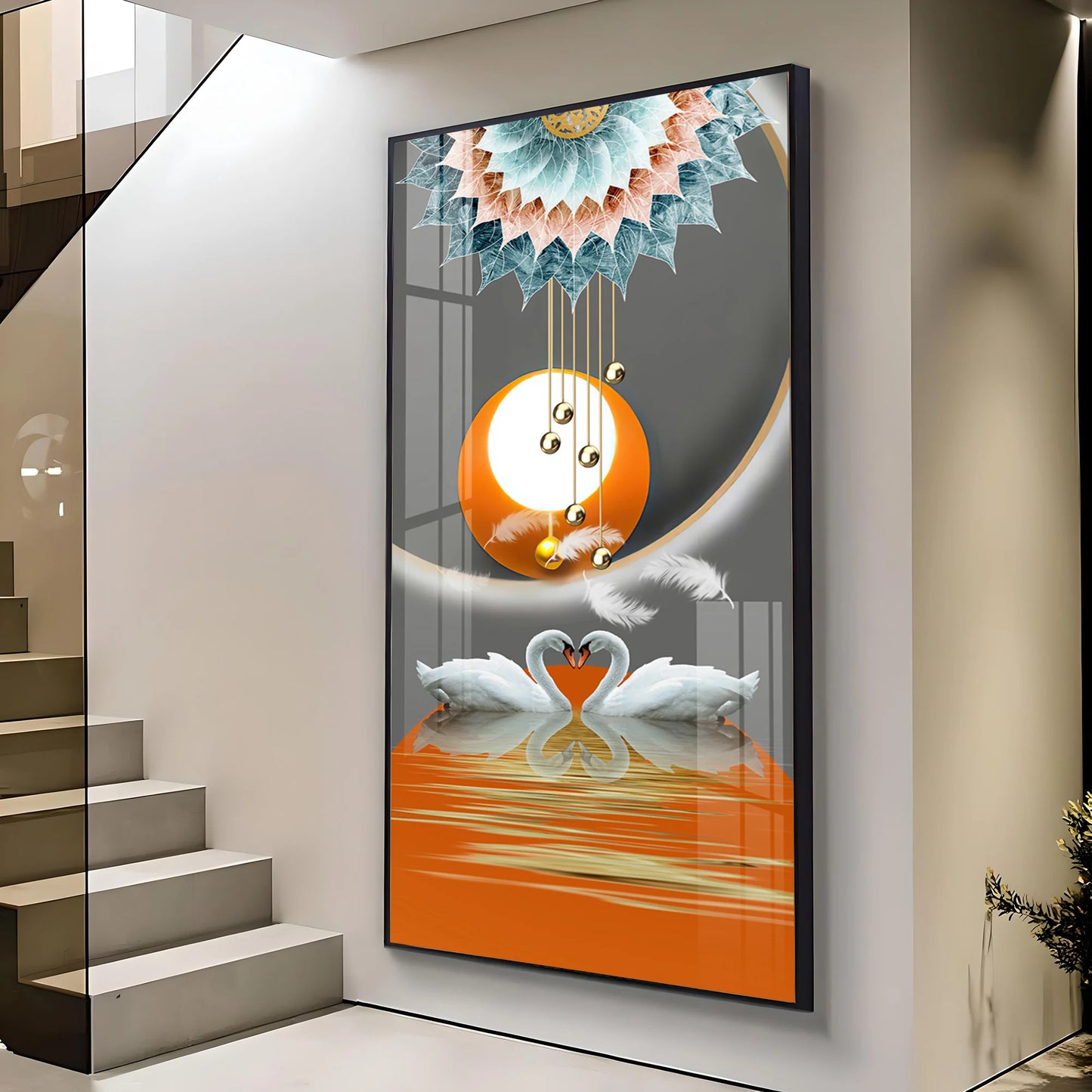 Loving Swans Premium Acrylic Vertical Wall Art