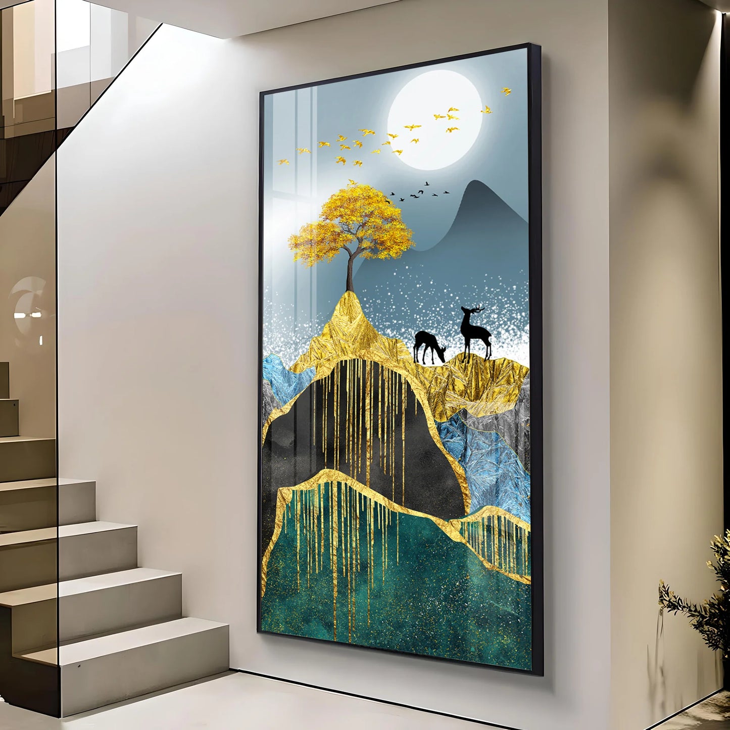 Moon & Mountains Premium Acrylic vertical Wall Art