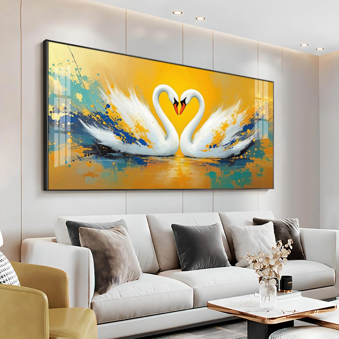 Beloved Swan Hugging Premium Acrylic Horizontal Wall Art