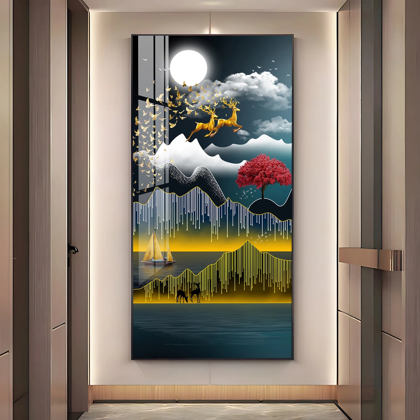 Full Moon Night Premium Acrylic Vertical Wall Art
