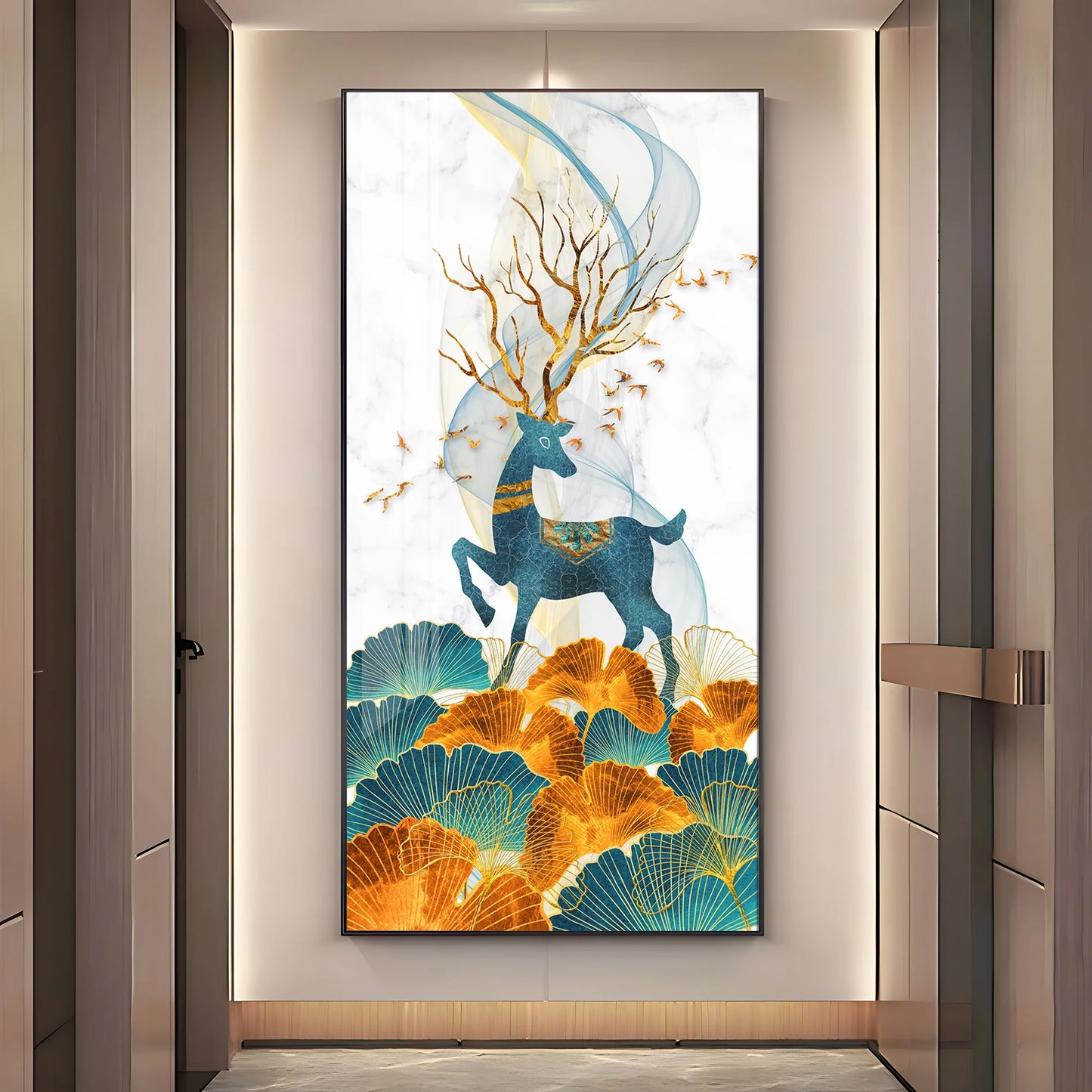 Decorated Deer Luxury Crystal Vertical Wall Art