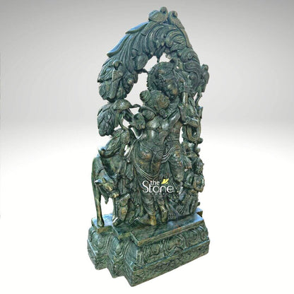 Green Stone Radha Krishna Statue 1.5ft