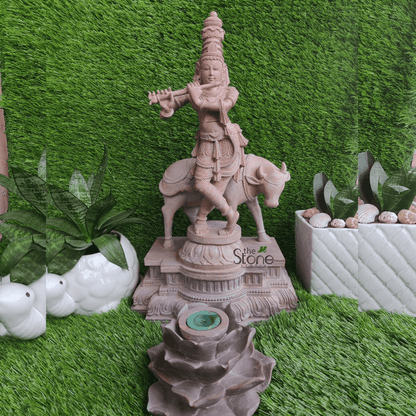 Krishna with cow statue 18″