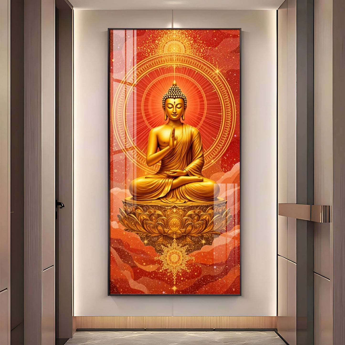 Crimson Buddha Premium Acrylic Vertical Wall Art