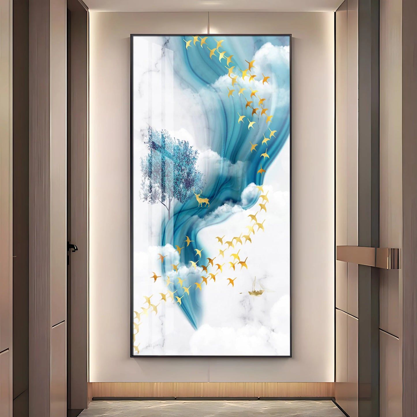 White & Blue Thoughts Premium Acrylic Vertical Wall Art