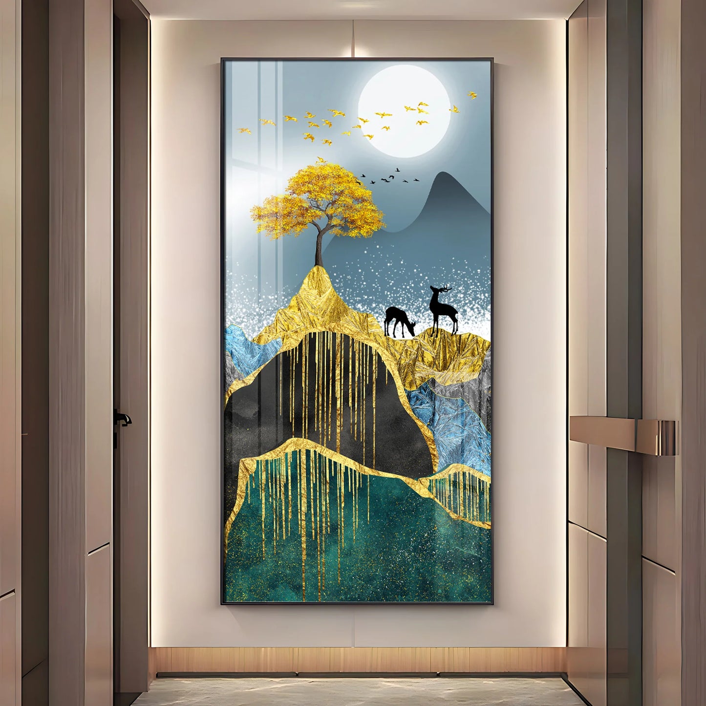 Moon & Mountains Premium Acrylic vertical Wall Art