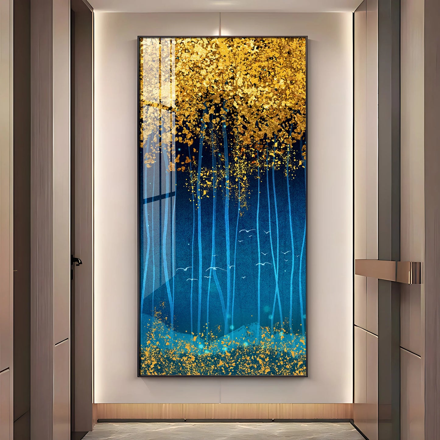 Sparkling Leaves Premium Acrylic Vertical Wall Art