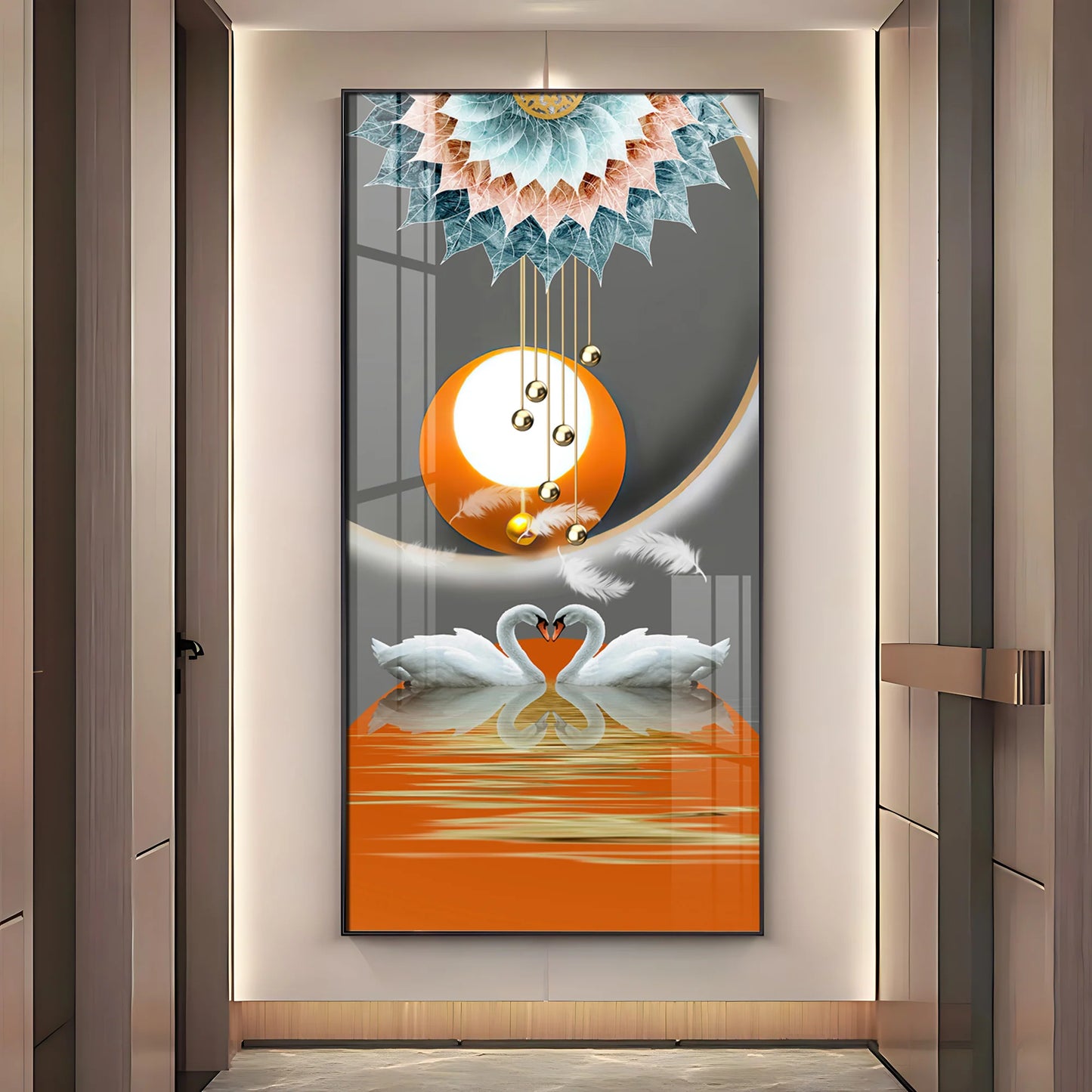 Loving Swans Premium Acrylic Vertical Wall Art
