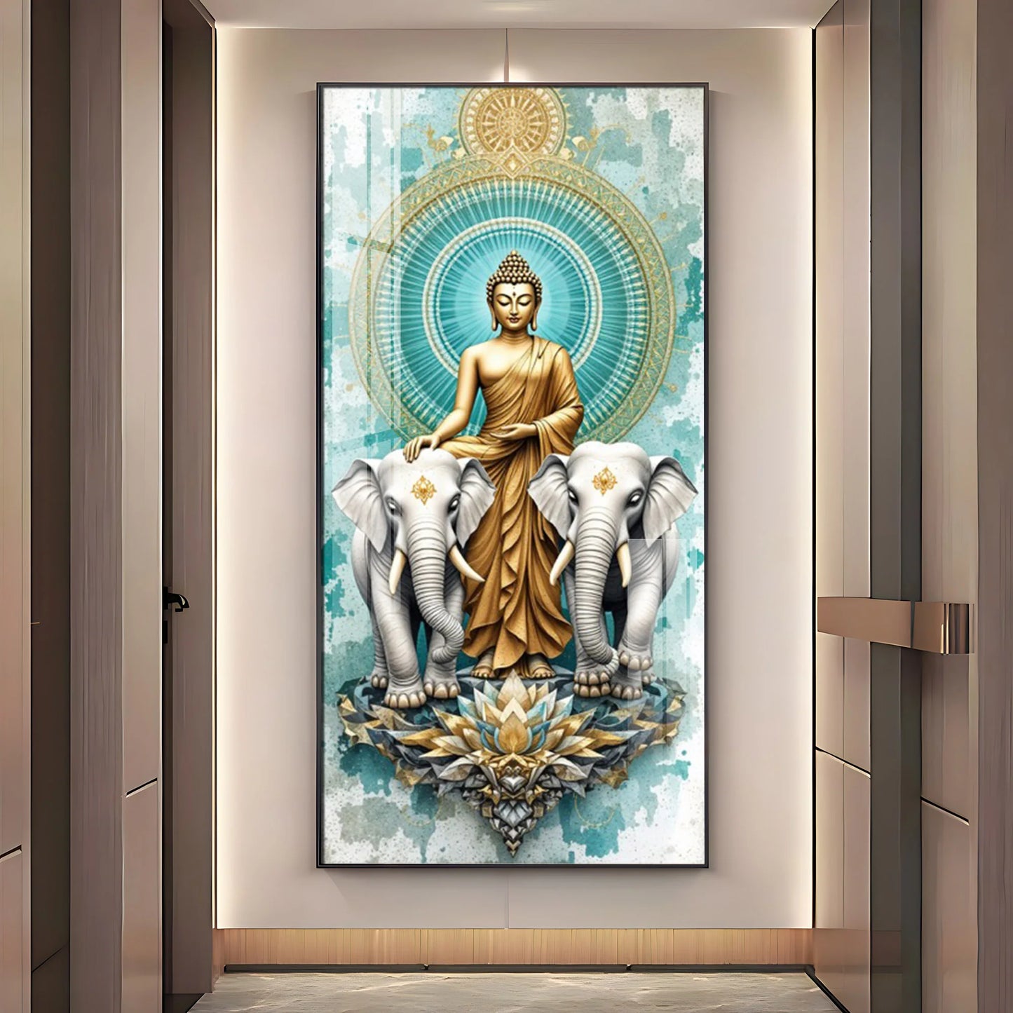Elephants Mural Premium Acrylic Vertical Wall Art