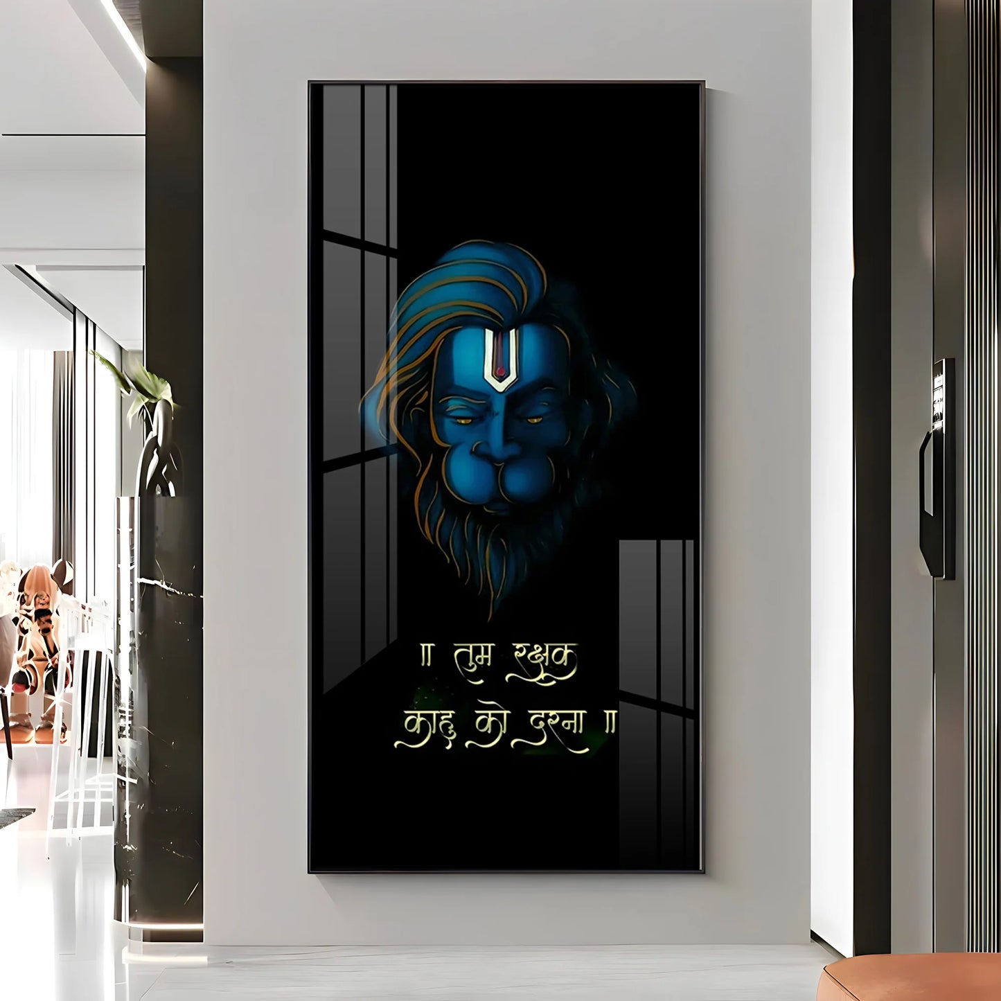 Jai Veer Hanuman Premium Acrylic Vertical Wall Art