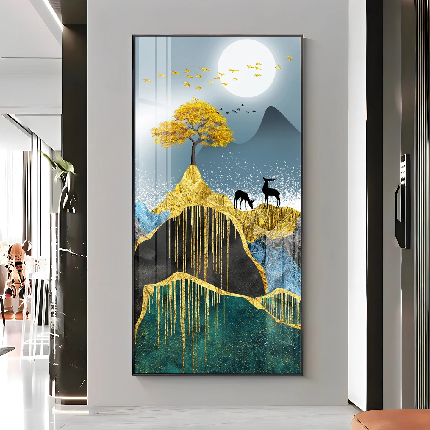 Moon & Mountains Premium Acrylic vertical Wall Art