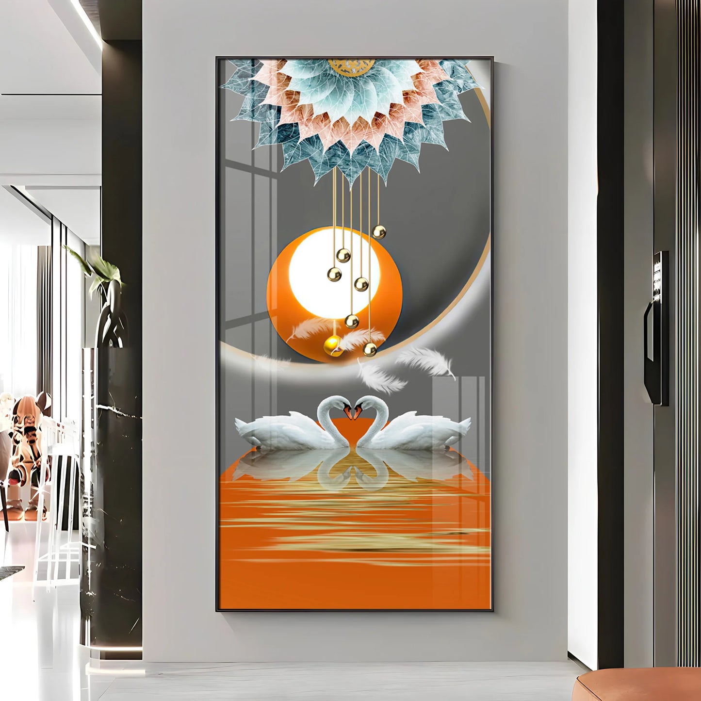 Loving Swans Premium Acrylic Vertical Wall Art