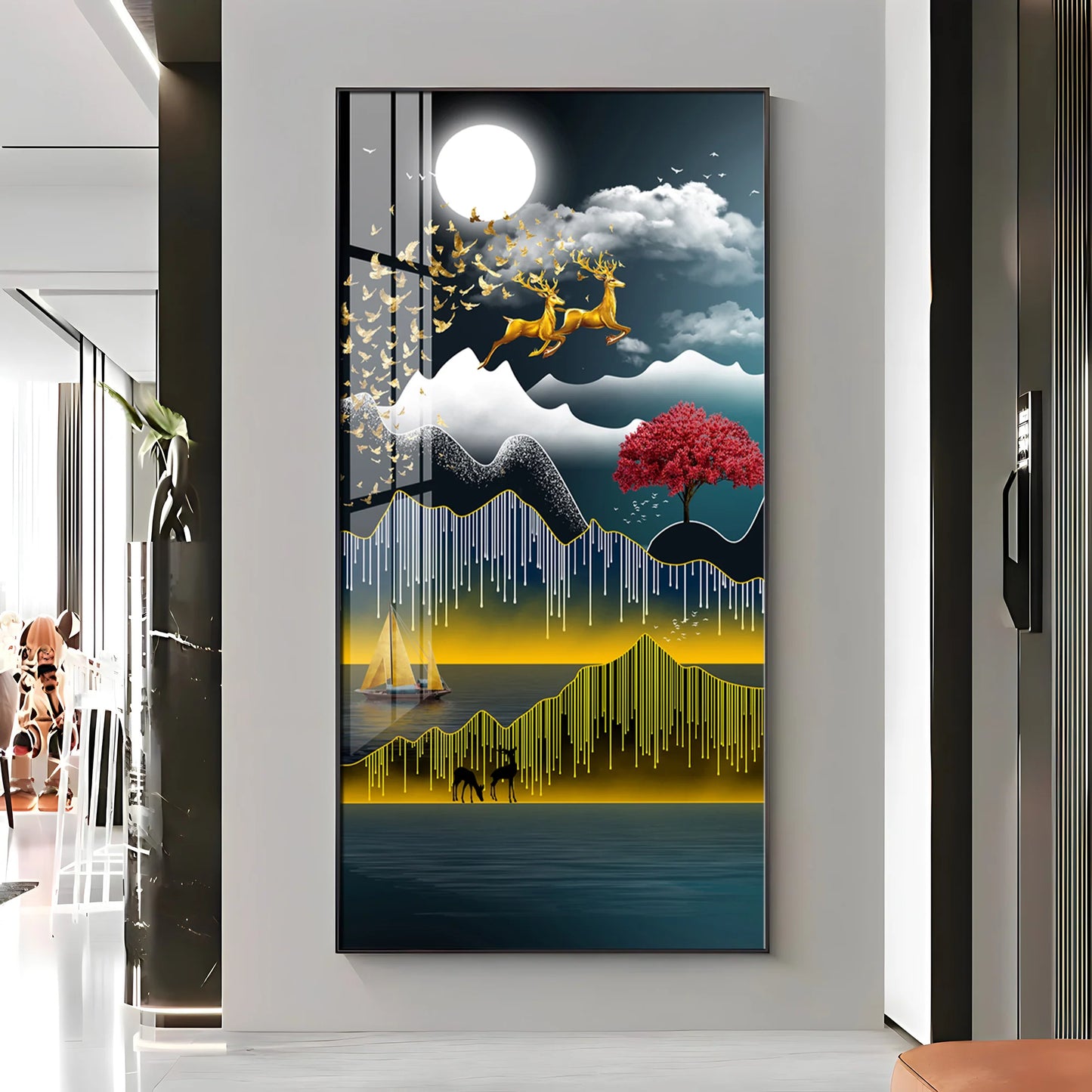 Full Moon Night Premium Acrylic Vertical Wall Art