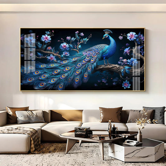 Surreal Peacock Scenery Premium Acrylic Horizontal Wall Art