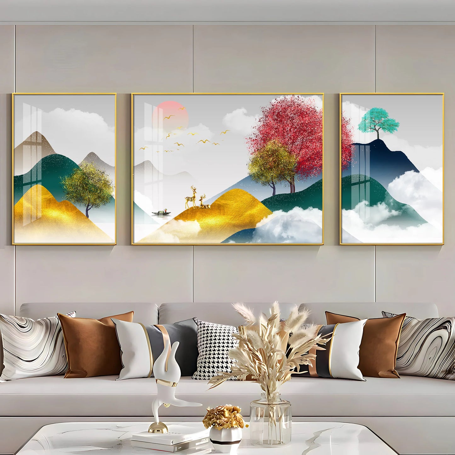 Serene Nature Luxury Crystal Wall Art (Set of 3)