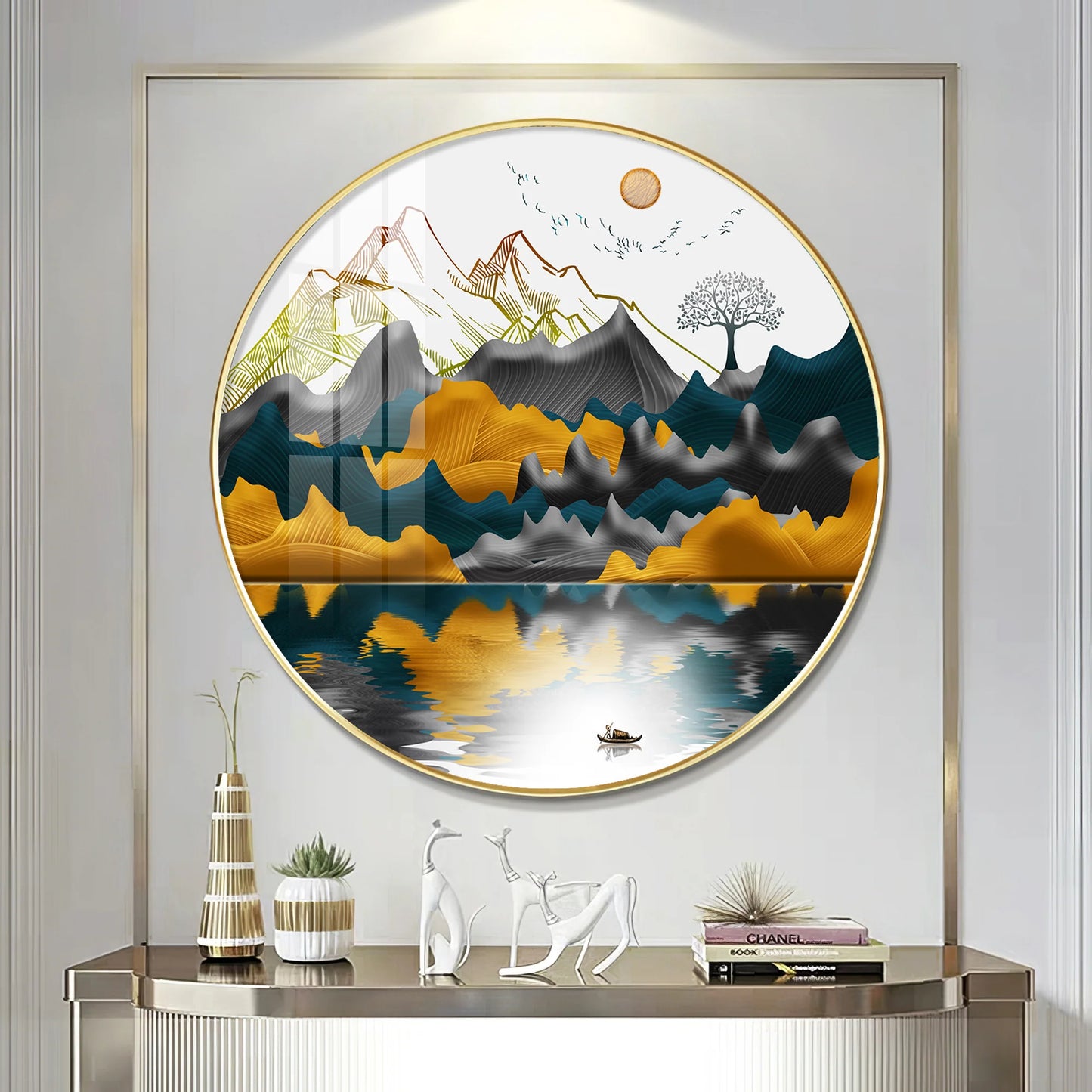 Mountain Escape Premium Acrylic Round Wall Art