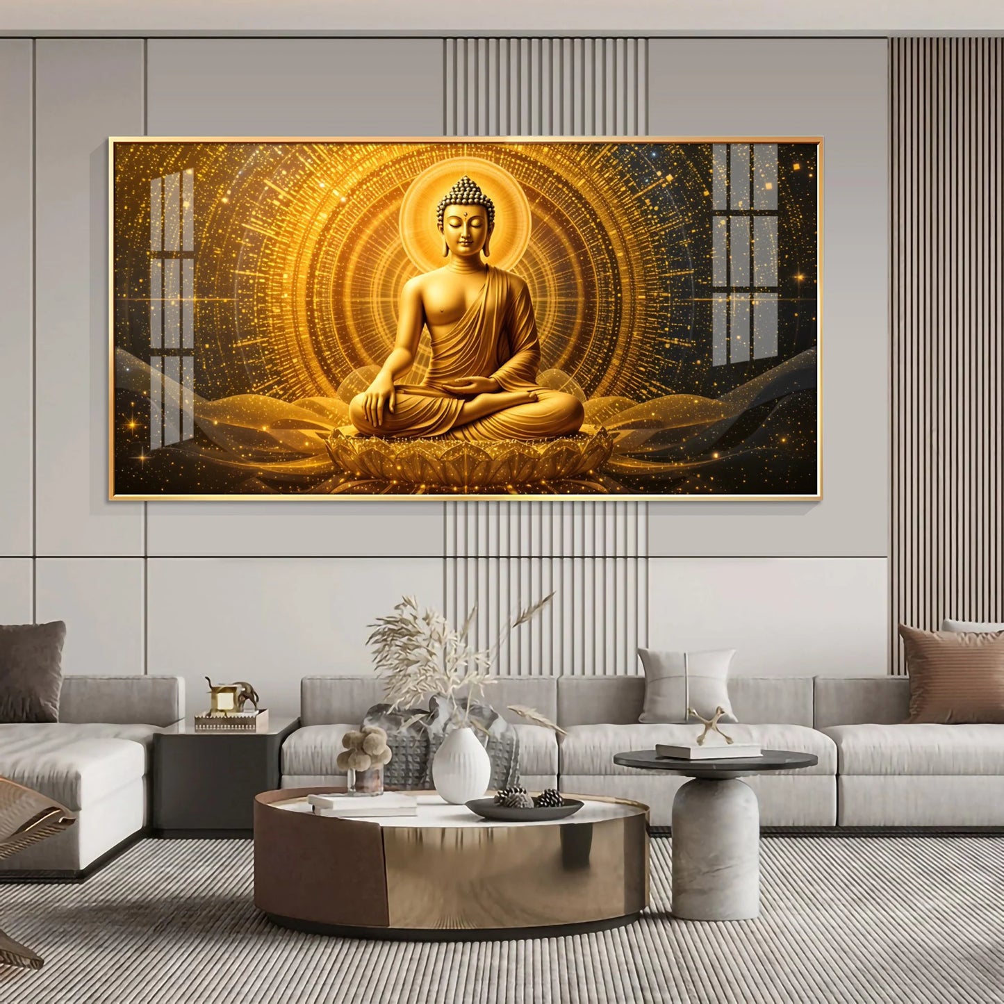 Golden Buddha Bliss Premium Acrylic Horizontal Wall Art