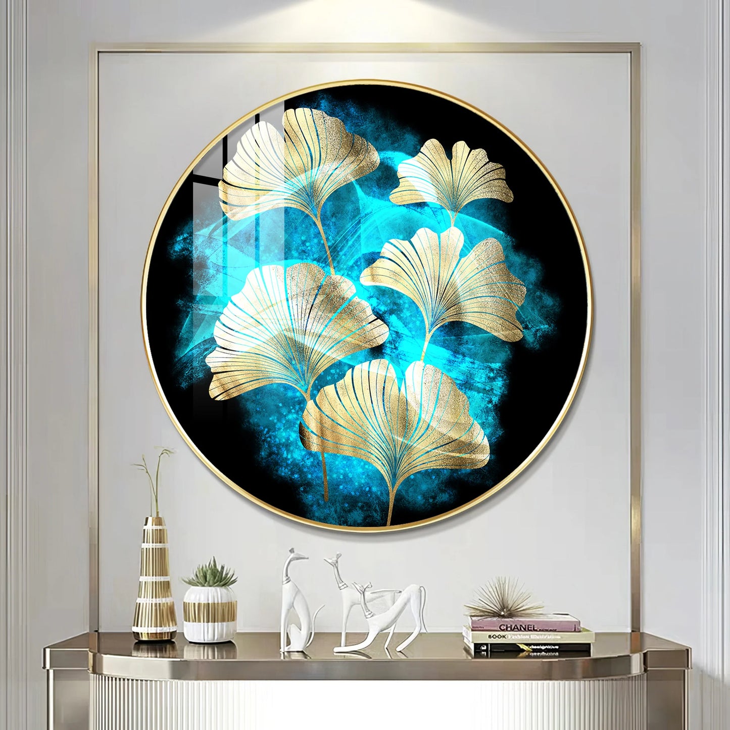 Leaf Medley Premium Acrylic Round Wall Art