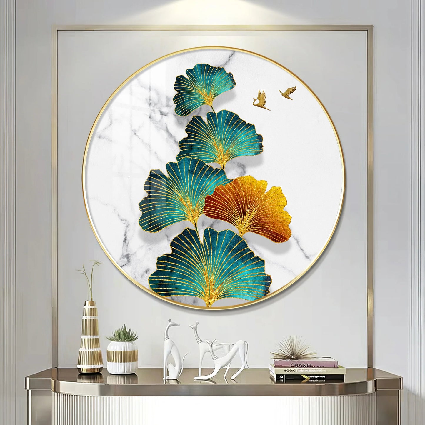 Leaf of Serenity Premium Acrylic Round Wall Art