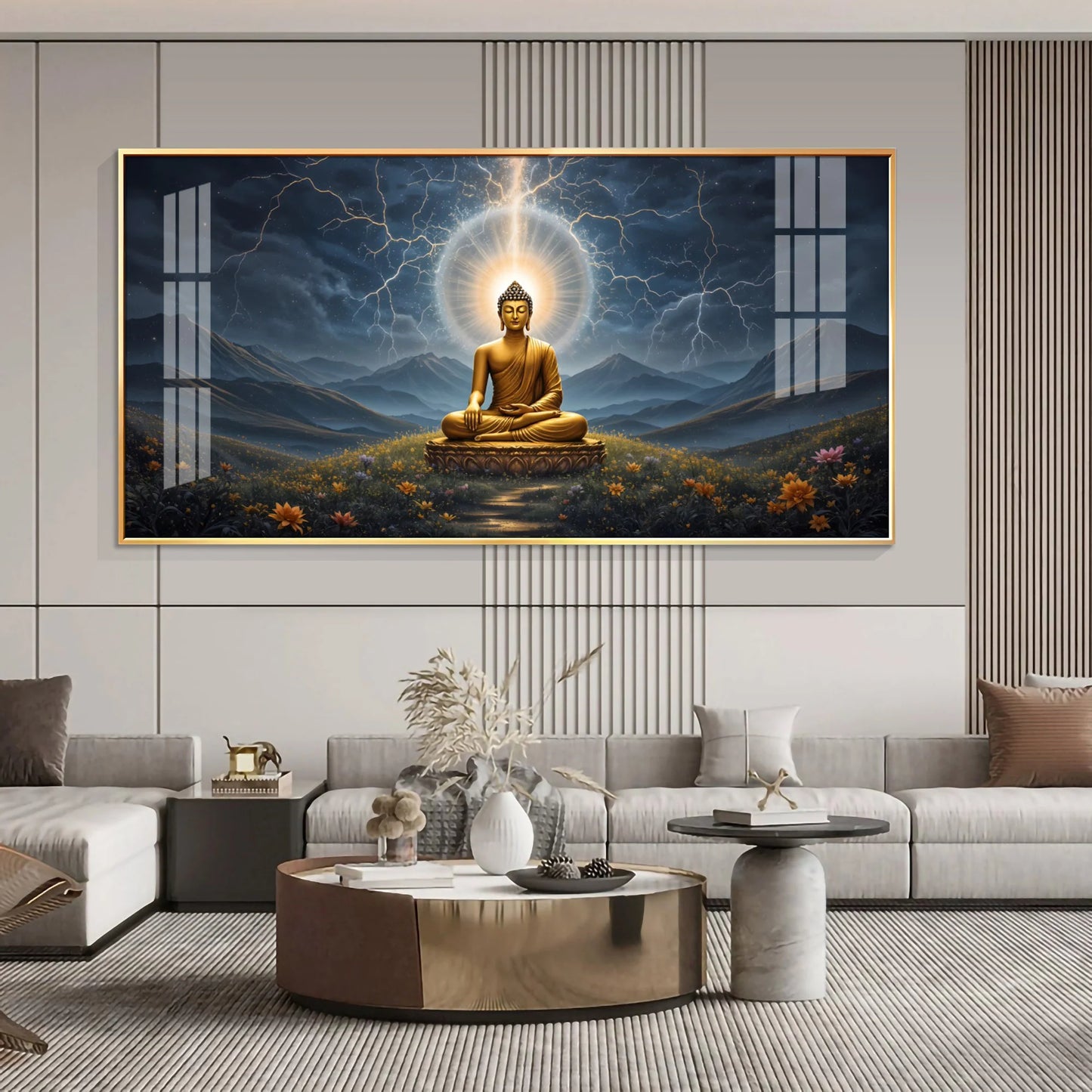 Radiant Buddha Mural Premium Acrylic Horizontal Wall Art