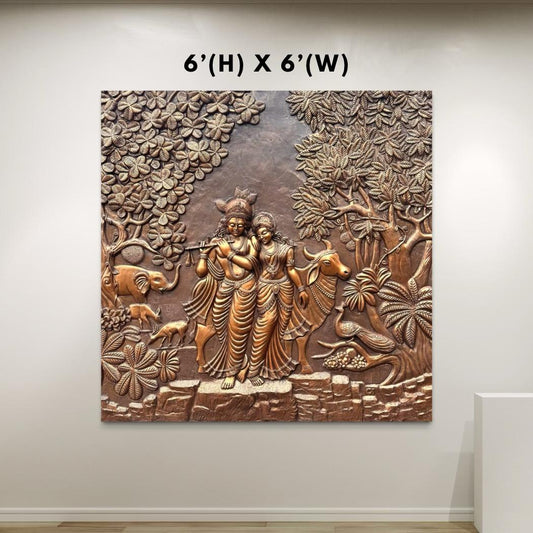 Radha Krishna 3D Elevation Sculpture Relief Mural Wall Art | Multiple Size Available