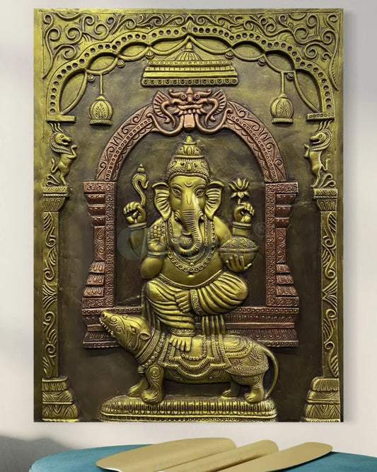 4X3 Feet Lord Ganesha 3D Relief Mural Wall Art