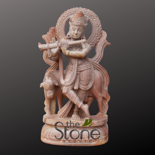 Krishna with Cow Statue in Standing Position 12″