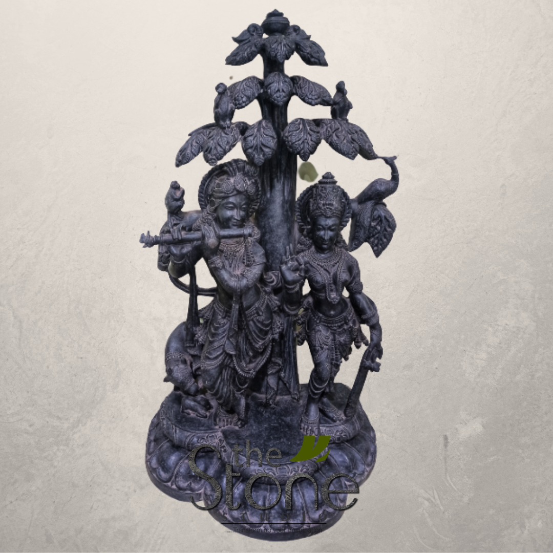 Radha Krishna Statue in Black Stone 3ft