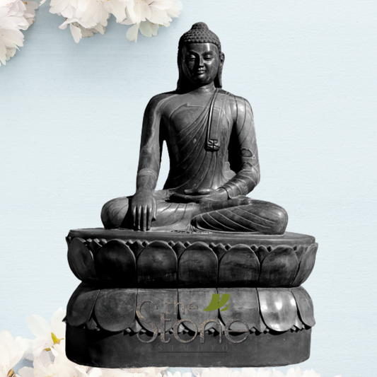 Buddha Statue in Black Marble Stone 70″