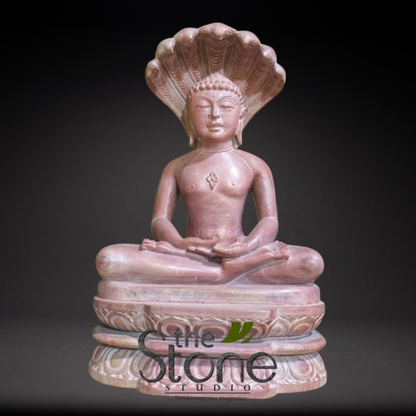 Naga Buddha Statue in Pink Stone 15″