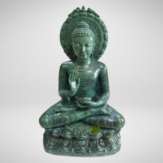 Buddha Statue in Abhaya Mudra Green Stone 2ft
