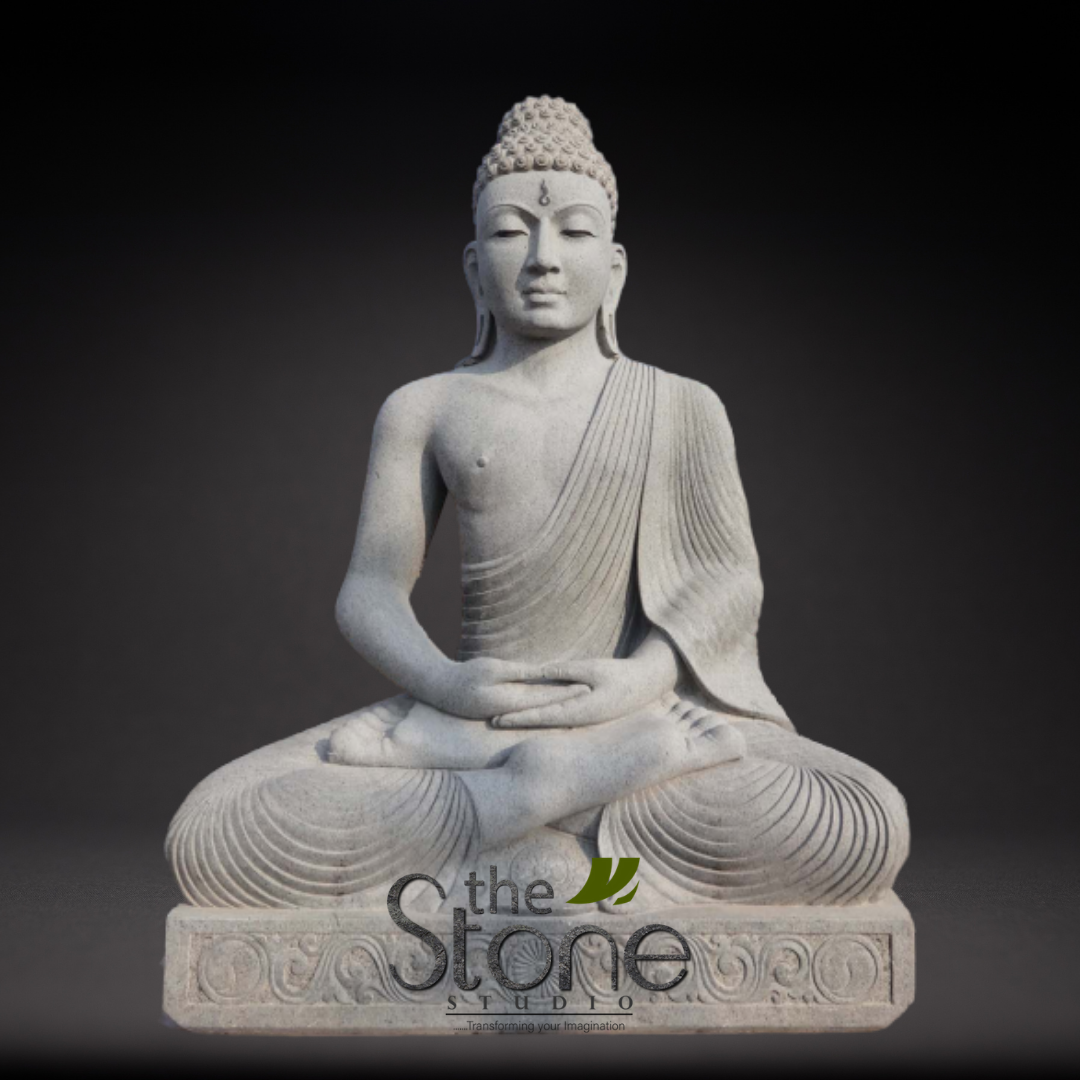 Black Stone Buddha Statue in Sitting Position 3ft