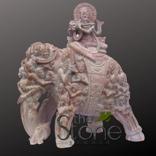 Krishan Statue Sitting on an Elephant 18″
