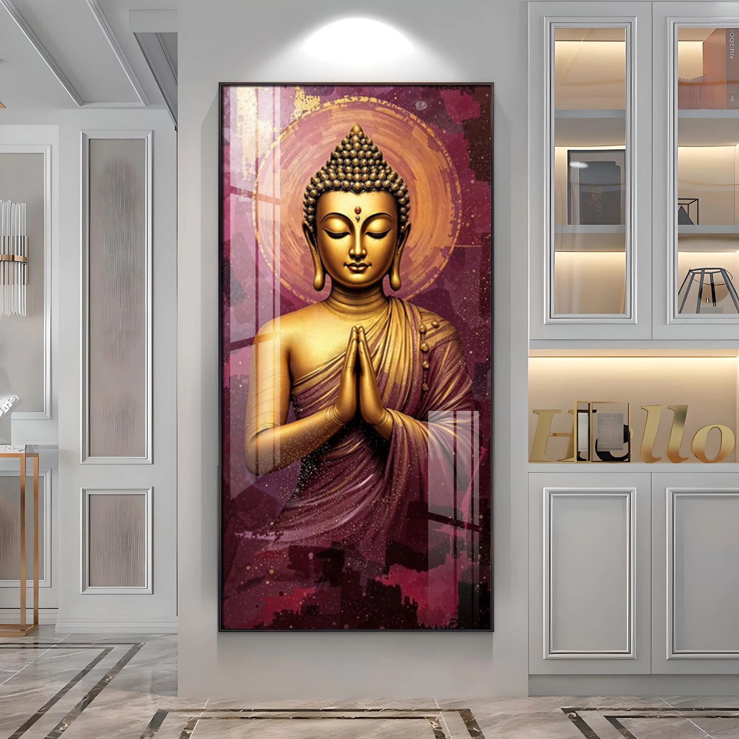 Buddha Is Praying Premium Acrylic Vertical Wall Art
