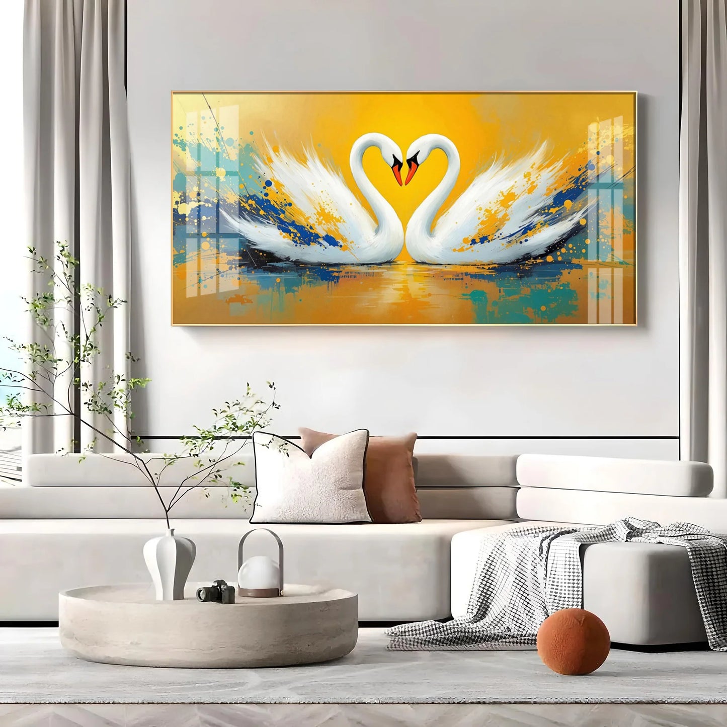 Beloved Swan Hugging Premium Acrylic Horizontal Wall Art